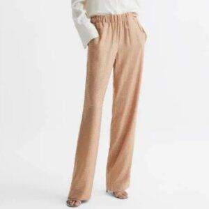 REISS Arielle Wide Leg Embellished Trousers – Nude – Size 4 – NWT